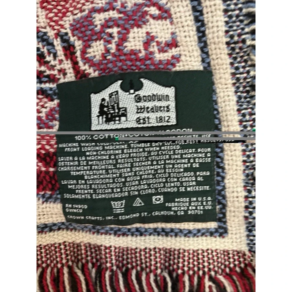 VTG Goodwin Weavers HISTORICAL Lighthouse Tapestry Throw Blanket USA 62 X  42